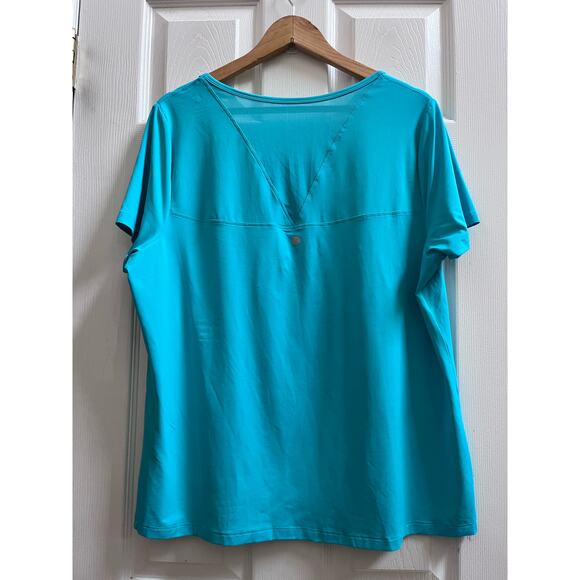 Livi New UPF 50+ Moisture Wicking Aqua Blue Short Sleeve Top Size Size 14/16 Gym - Picture 3 of 12